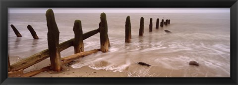 Framed Posts On The Beach, Spurn, Yorkshire, England, United Kingdom Print