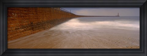 Framed Surrounding Wall Along The Sea, Roker Pier, Sunderland, England, United Kingdom Print