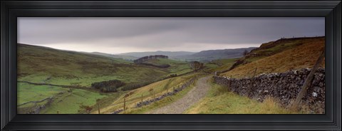 Framed High Angle View Of A Path On A Landscape, Ribblesdale, Yorkshire Dales, Yorkshire, England, United Kingdom Print