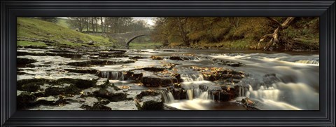 Framed Arch Bridge Over A River, Stainforth Force, River Ribble, North Yorkshire, England, United Kingdom Print