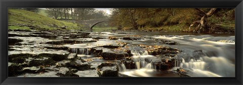 Framed Arch Bridge Over A River, Stainforth Force, River Ribble, North Yorkshire, England, United Kingdom Print