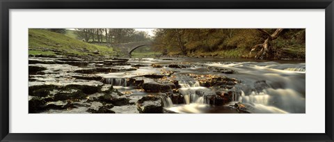 Framed Arch Bridge Over A River, Stainforth Force, River Ribble, North Yorkshire, England, United Kingdom Print