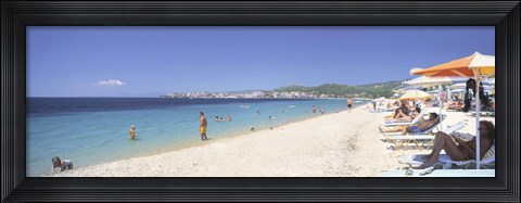 Framed Tourist on the beach, Porto Carras, Neos Marmaras, Sithonia, Halkidiki, Greece Print