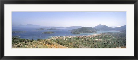 Framed High angle view of a coastline, Lefkas island, Greece Print