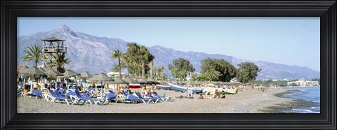 Framed Tourists On The Beach, San Pedro, Costa Del Sol, Marbella, Andalusia, Spain Print