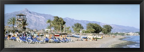 Framed Tourists On The Beach, San Pedro, Costa Del Sol, Marbella, Andalusia, Spain Print