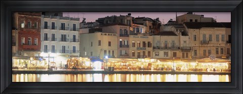 Framed Bars on the waterfront, Crete, Greece Print