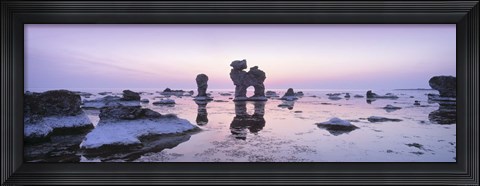 Framed Rocks On The Beach, Faro, Gotland, Sweden Print