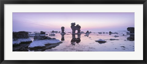 Framed Rocks On The Beach, Faro, Gotland, Sweden Print