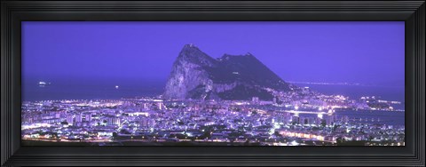 Framed High Angle View Of A City, Gibraltar, Spain Print