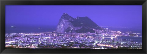 Framed High Angle View Of A City, Gibraltar, Spain Print