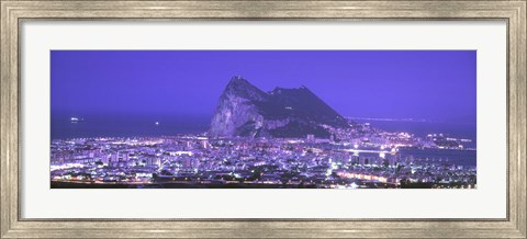 Framed High Angle View Of A City, Gibraltar, Spain Print