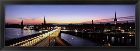Framed High angle view of traffic on a highway, Stockholm, Sweden Print