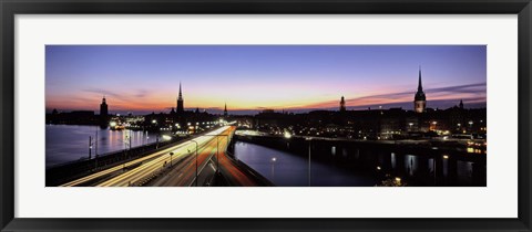 Framed High angle view of traffic on a highway, Stockholm, Sweden Print