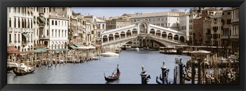 Framed Bridge Over A Canal, Rialto Bridge, Venice, Veneto, Italy Print
