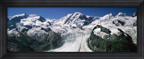 Framed Snow Covered Mountain Range and Glacier, Matterhorn, Switzerland Print