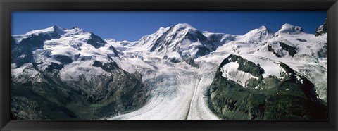Framed Snow Covered Mountain Range and Glacier, Matterhorn, Switzerland Print