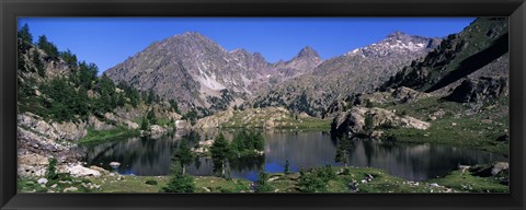 Framed Lake Surrounded By Mountains, Mercantour, Hinterland, French Riviera Print