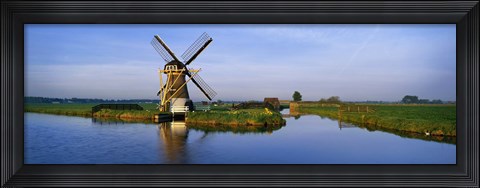 Framed Traditional Windmill On The Waterfront, Netherlands Print