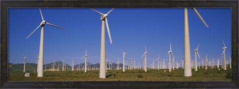 Framed Wind turbines in a field, Mojave, California, USA Print