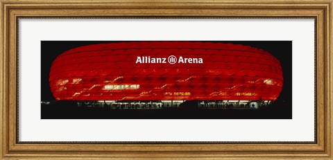 Framed Soccer Stadium Lit Up At Night, Allianz Arena, Munich, Germany Print