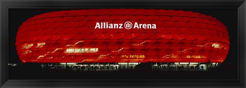 Framed Soccer Stadium Lit Up At Night, Allianz Arena, Munich, Germany Print