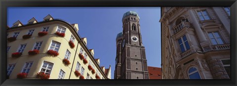 Framed Low Angle View Of A Cathedral, Frauenkirche, Munich, Germany Print
