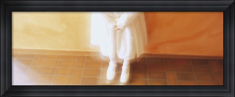 Framed High Angle View Of A Girl Standing In Front Of A Wall, Germany Print