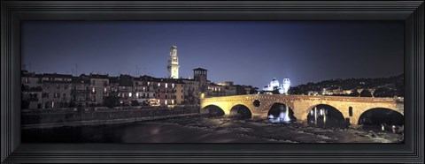 Framed Bridge over a river, Pietra Bridge, Ponte Di Pietra, Verona, Italy Print