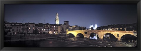 Framed Bridge over a river, Pietra Bridge, Ponte Di Pietra, Verona, Italy Print