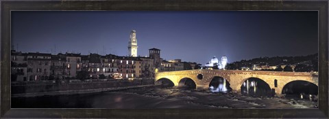Framed Bridge over a river, Pietra Bridge, Ponte Di Pietra, Verona, Italy Print