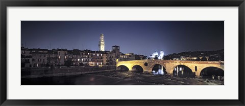 Framed Bridge over a river, Pietra Bridge, Ponte Di Pietra, Verona, Italy Print