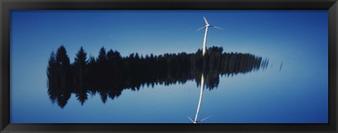 Framed Reflection Of A Wind Turbine And Trees On Water, Black Forest, Germany Print