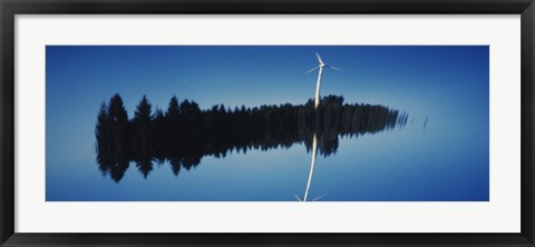 Framed Reflection Of A Wind Turbine And Trees On Water, Black Forest, Germany Print