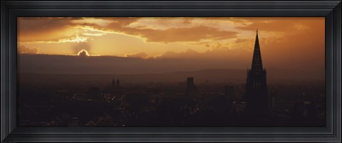 Framed High section view of a building at dusk, Freiburg, Germany Print