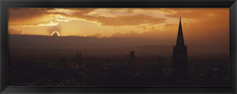 Framed High section view of a building at dusk, Freiburg, Germany Print