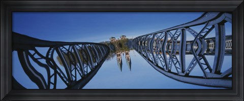 Framed Low Angle View Of A Bridge, Blue Bridge, Freiburg, Germany Print