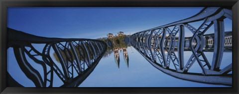 Framed Low Angle View Of A Bridge, Blue Bridge, Freiburg, Germany Print