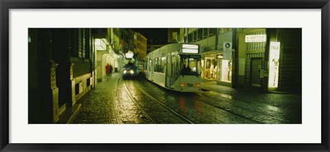 Framed Cable Cars Moving On A Street, Freiburg, Germany Print