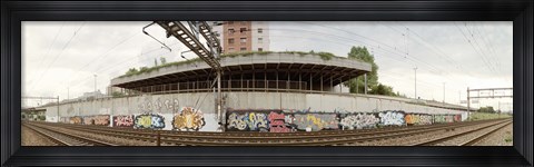 Framed Graffiti on the wall along a railroad track, Basel, Switzerland Print