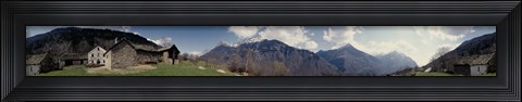 Framed Low angle view of mountains, Navone Village, Blenio Valley, Ticino, Switzerland Print