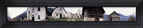 Framed Low angle view of houses in a village, Navone Village, Blenio Valley, Ticino, Switzerland Print