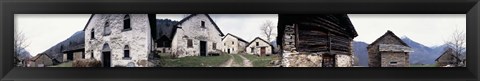 Framed Low angle view of houses in a village, Navone Village, Blenio Valley, Ticino, Switzerland Print