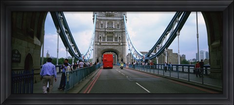 Framed Bus on a bridge, London Bridge, London, England Print