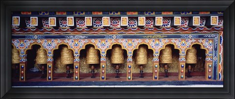 Framed Prayer Wheels In A Temple, Chimi Lhakhang, Punakha, Bhutan Print