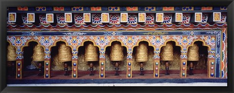 Framed Prayer Wheels In A Temple, Chimi Lhakhang, Punakha, Bhutan Print