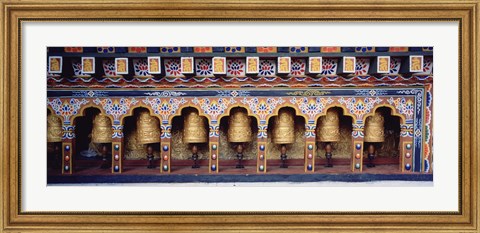 Framed Prayer Wheels In A Temple, Chimi Lhakhang, Punakha, Bhutan Print