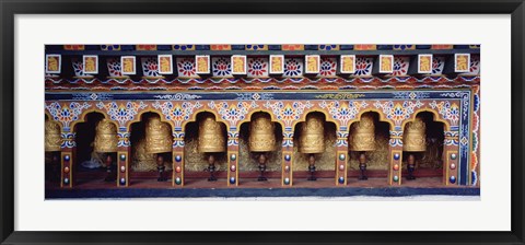 Framed Prayer Wheels In A Temple, Chimi Lhakhang, Punakha, Bhutan Print