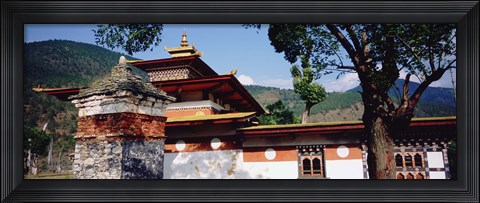 Framed Temple In A City, Chimi Lhakhang, Punakha, Bhutan Print