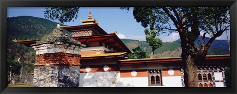 Framed Temple In A City, Chimi Lhakhang, Punakha, Bhutan Print